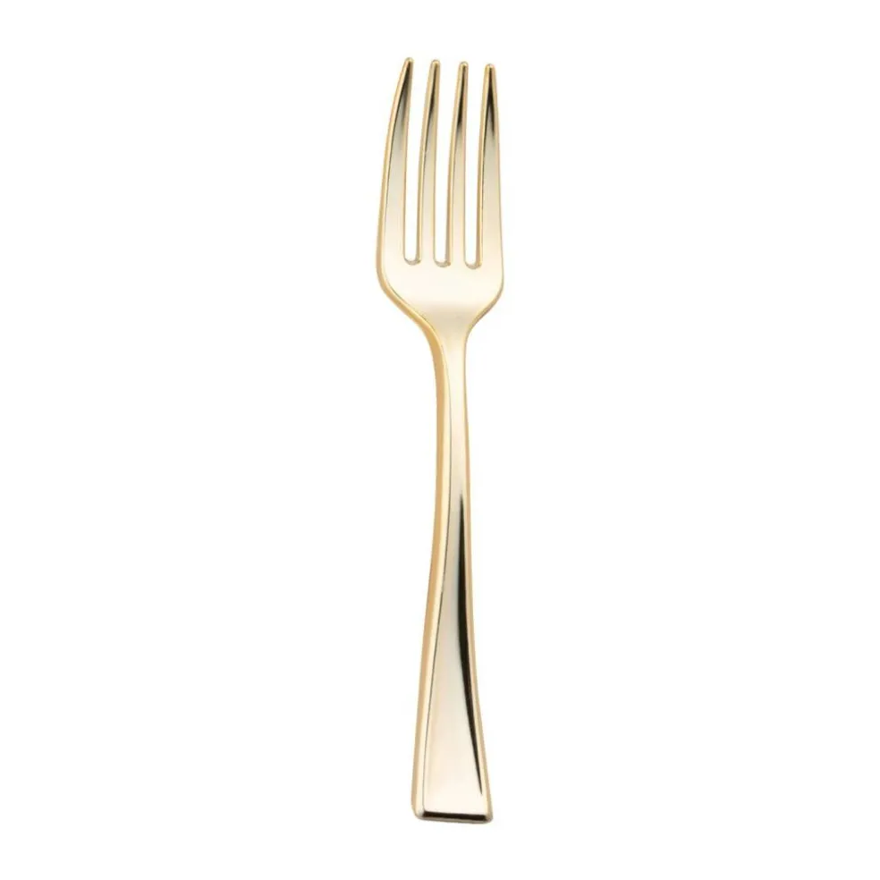 Shiny Metallic Gold Mini Plastic Disposable Tasting Forks (600 Forks)