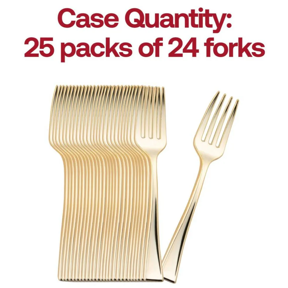 Shiny Metallic Gold Mini Plastic Disposable Tasting Forks (600 Forks)