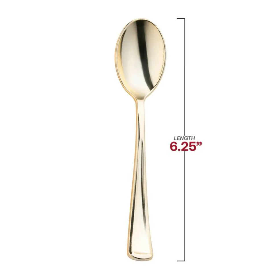 Shiny Metallic Gold Plastic Spoons (600 Spoons)