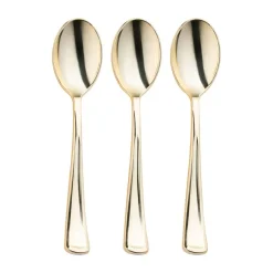 Shiny Metallic Gold Plastic Spoons (600 Spoons)