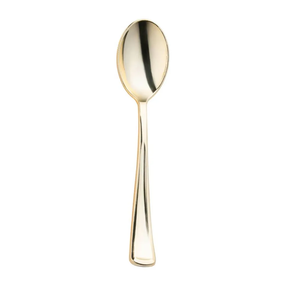 Shiny Metallic Gold Plastic Spoons (600 Spoons)