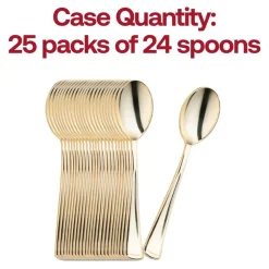 Shiny Metallic Gold Plastic Spoons (600 Spoons)