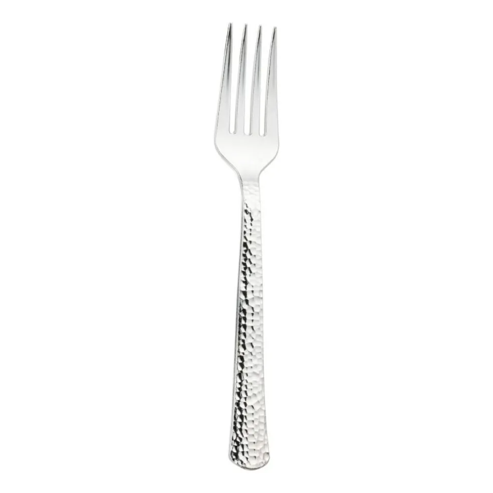 Shiny Metallic Silver Hammered Plastic Forks (1000 Forks)