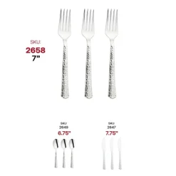 Shiny Metallic Silver Hammered Plastic Forks (1000 Forks)