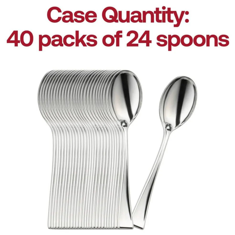 Shiny Metallic Silver Mini Plastic Disposable Tasting Spoons (960 Spoons)