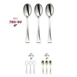 Shiny Metallic Silver Mini Plastic Disposable Tasting Spoons (960 Spoons)