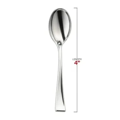 Shiny Metallic Silver Mini Plastic Disposable Tasting Spoons (960 Spoons)