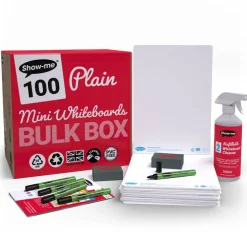 Show-me® A4 Plain Whiteboards Bulk Box Set