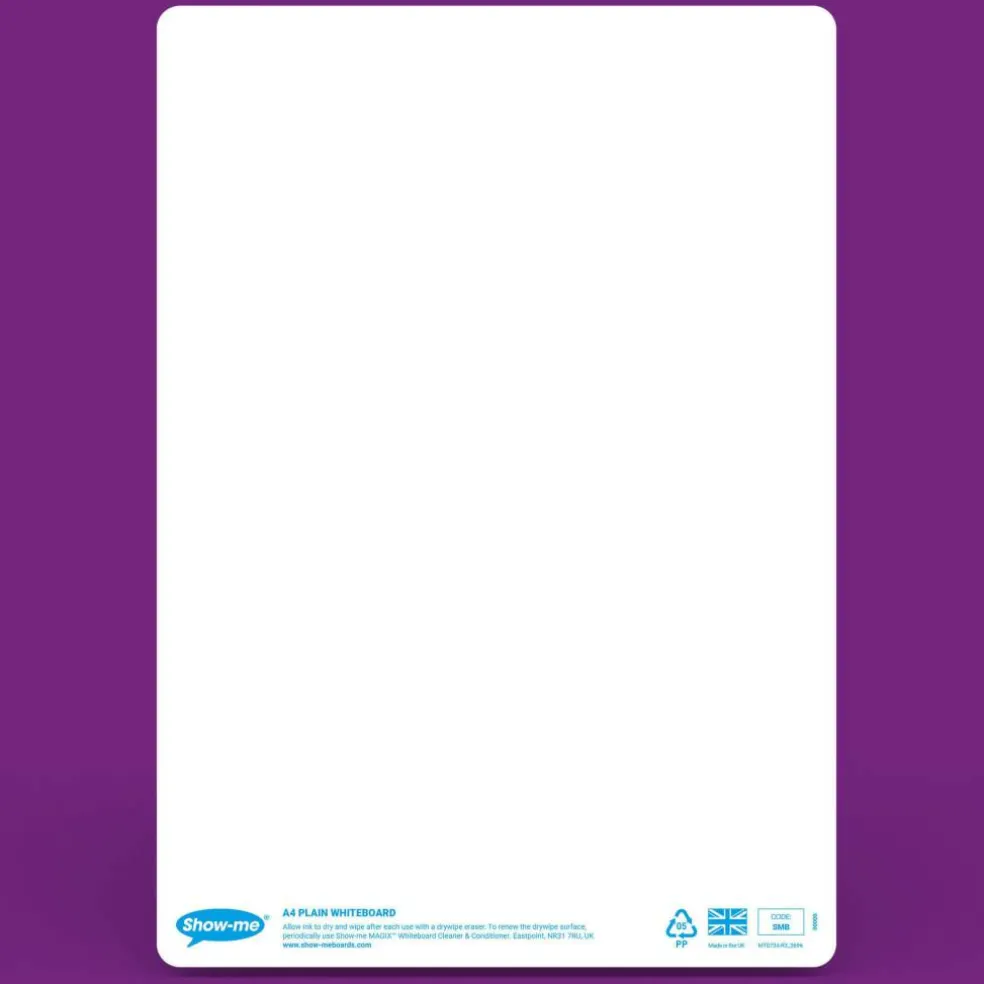 Show-me® A4 Plain Whiteboards Bulk Box Set