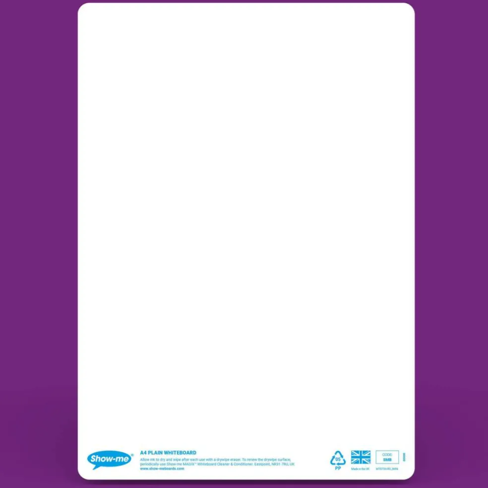 Show-me® A4 Plain Whiteboards Bulk Box Set