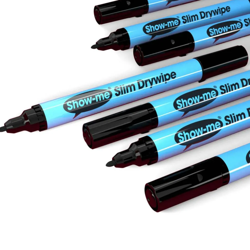 Show-me® Black Fine Tip Slim Barrel Drywipe Markers, 10ct.