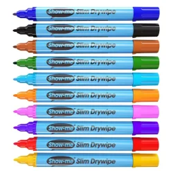 Show-me® Fine Tip Slim Barrel Dry Erase Markers, 10ct.