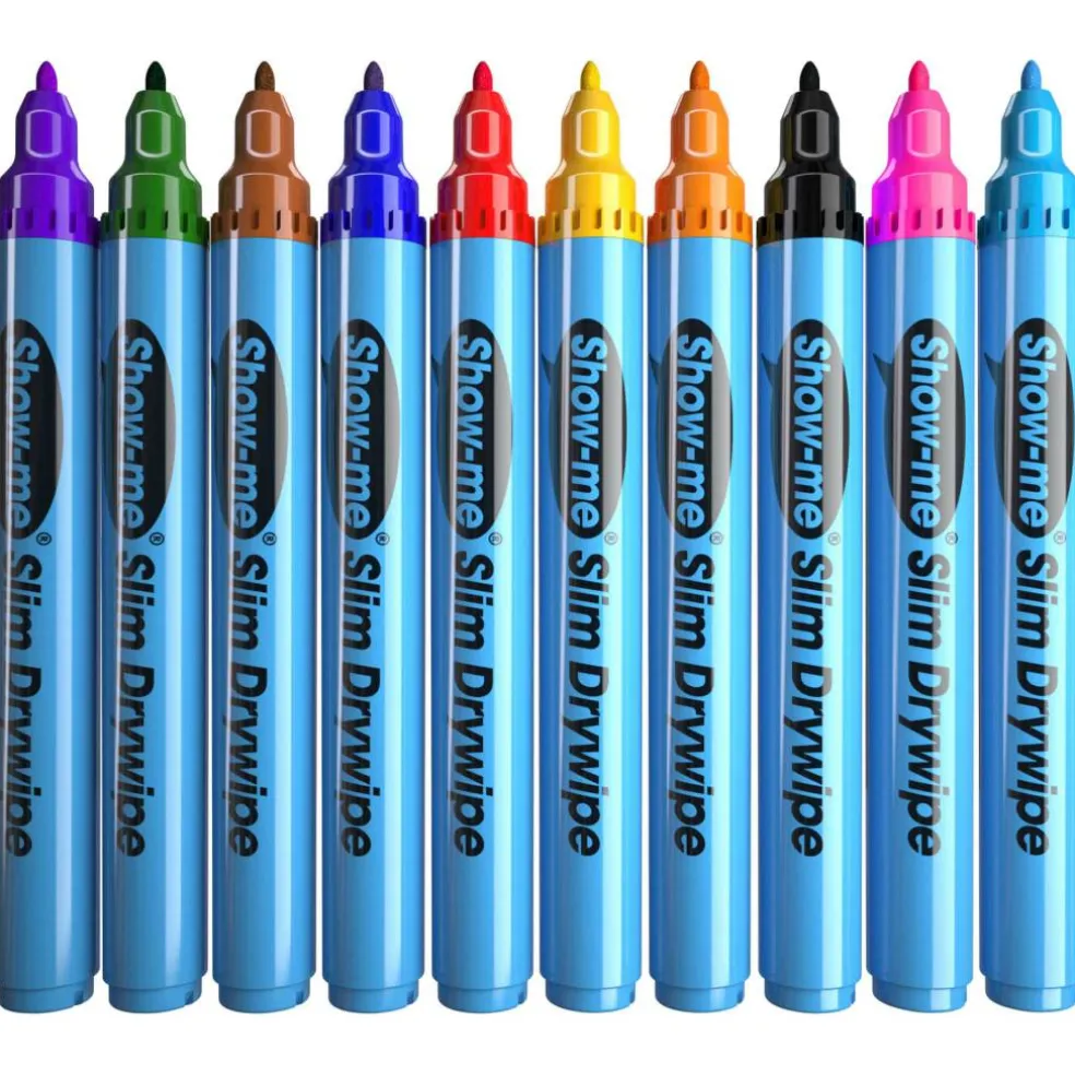 Show-me® Fine Tip Slim Barrel Dry Erase Markers, 10ct.