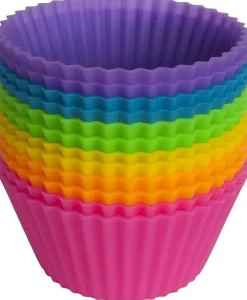 12 Silicone Cake Muffin Cupcake Liners - Baking Cups & Chocolate Cookie Molds