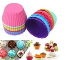 12 Silicone Cake Muffin Cupcake Liners - Baking Cups & Chocolate Cookie Molds