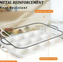 Silicone 12-Cup Muffin Pan with Metal Frame & Handles, Nonstick BPA-Free (Confetti)