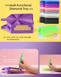Silky Diamond Painting Tray with Prismatic Lid for 5D Beads, Sapphire