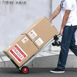 Silver Aluminum Alloy Folding Hand Truck with Platform & Wheels