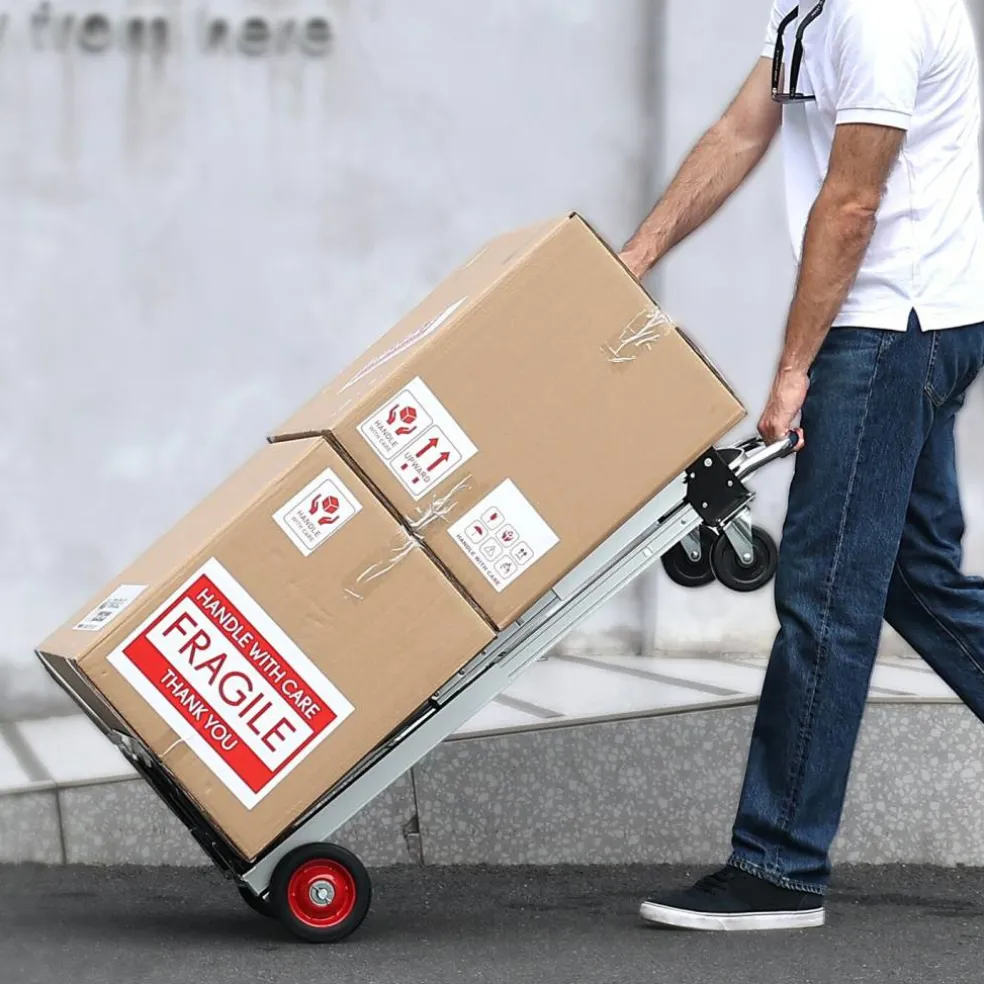 Silver Aluminum Alloy Folding Hand Truck with Platform & Wheels