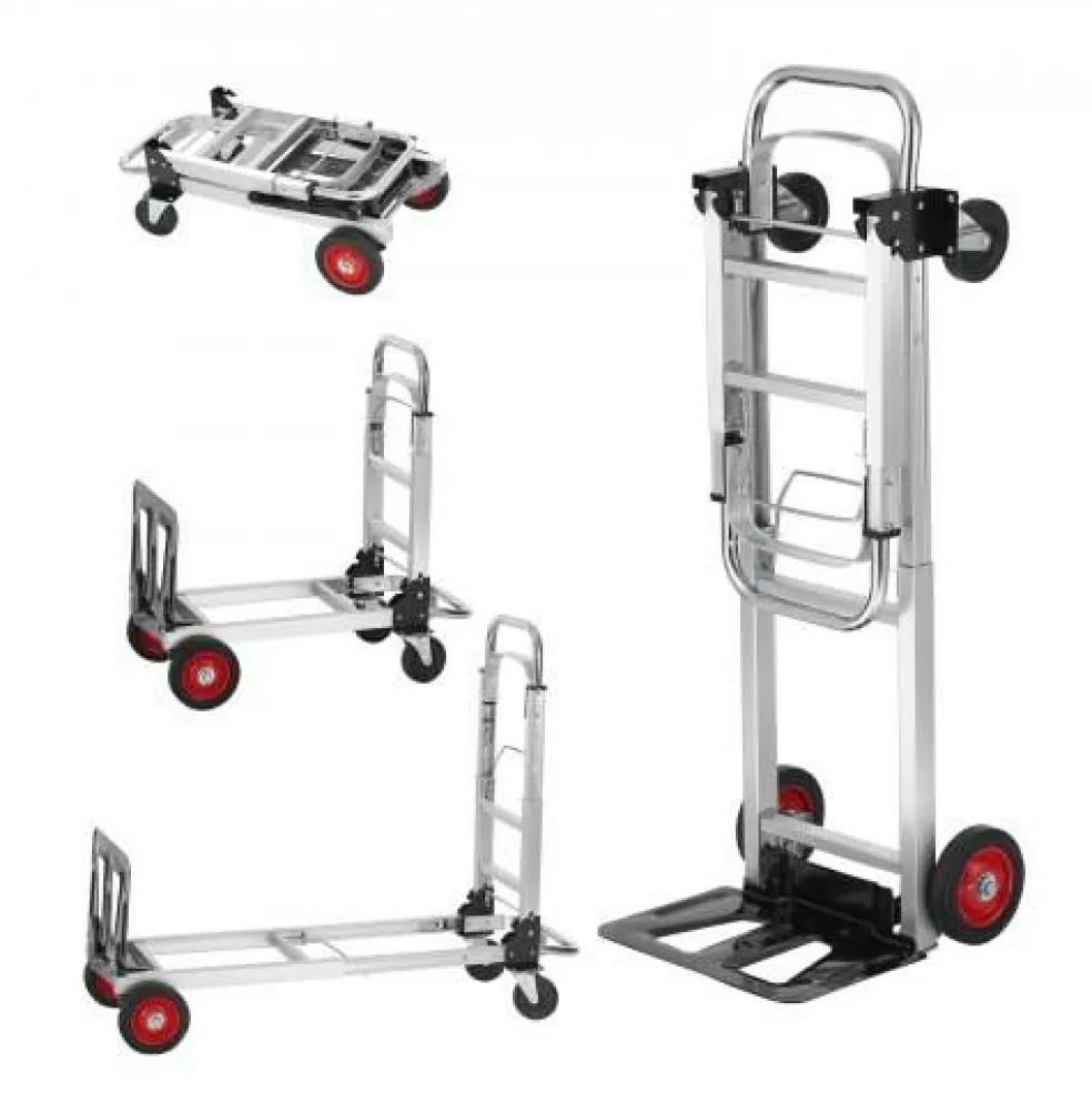 Silver Aluminum Alloy Folding Hand Truck with Platform & Wheels