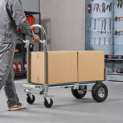 Silver Aluminum Alloy Hand Truck Dolly 2-in-1 1000lb Foldable Utility Cart