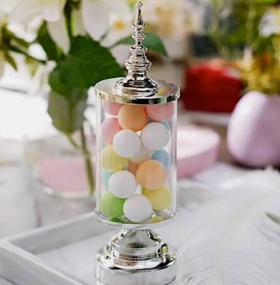 12 Silver and Clear 7" tall Mini Jars with Lids