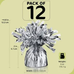 Silver Balloon Weights, Heavy Balloon Weight Pack of 12 Metallic Foil Weights for Balloons, Birthday Party & Wedding Table Centerpiece Ballon Weight 4.8’’ DIY Ballon Weights for Helium Balloons