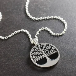 Silver & Black Round Tree of Life Pendant by Bead Landing™