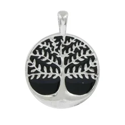 Silver & Black Round Tree of Life Pendant by Bead Landing™