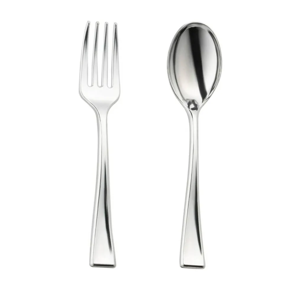 Silver Disposable Plastic Mini Flatware Set (960 Guests)