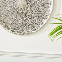 Silver Glam Ornamental Metal Glass Wall Décor