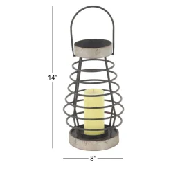 Silver Iron Farmhouse Candle Holder Lantern, 14