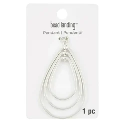 Silver Metal Concentric Teardrop Pendant by Bead Landing™