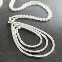 Silver Metal Concentric Teardrop Pendant by Bead Landing™