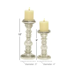Silver Metal Traditional Candle Holder Set, 2ct.