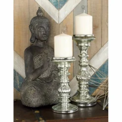 Silver Metal Traditional Candle Holder Set, 2ct.