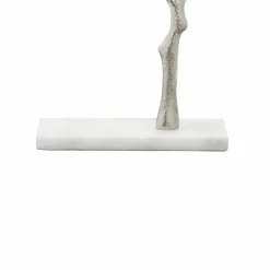 Silver Metal Tree Branch Jewelry Stand With Marble Base, 13" x 9" x 3"