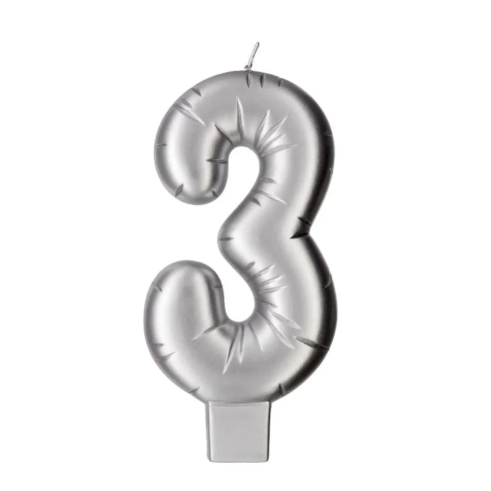 Silver Number Candle by Makery™