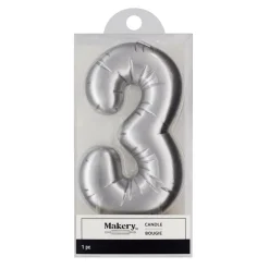 Silver Number Candle by Makery™