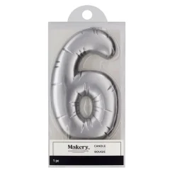 Silver Number Candle by Makery™