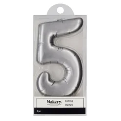 Silver Number Candle by Makery™