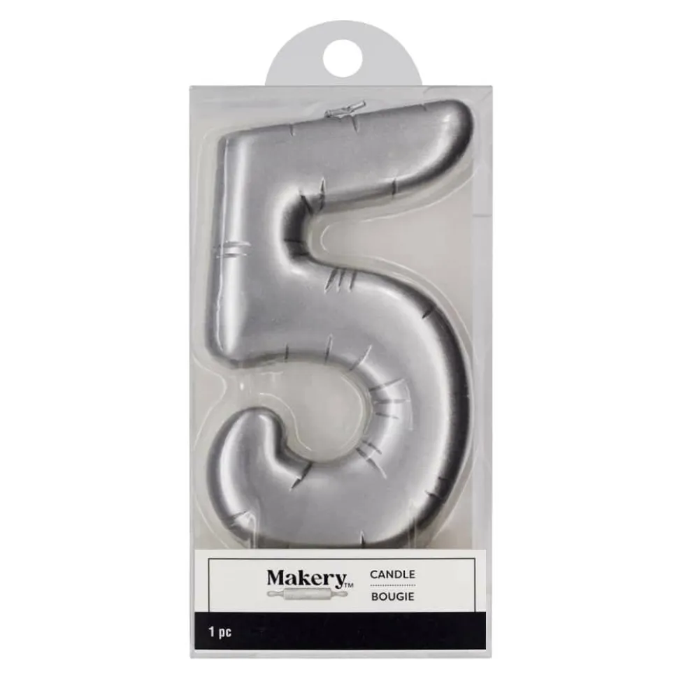 Silver Number Candle by Makery™