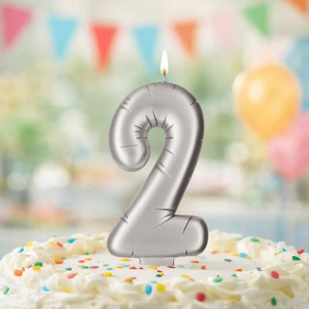 Silver Number Candle by Makery™