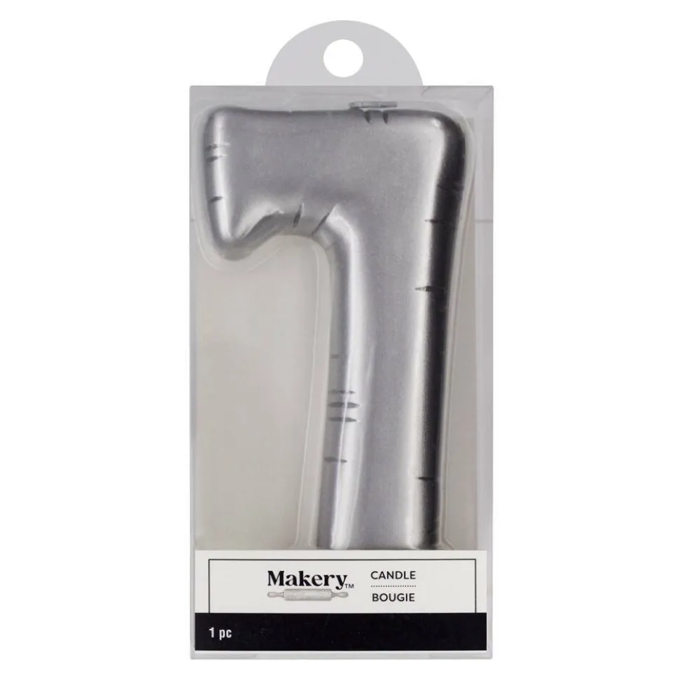 Silver Number Candle by Makery™