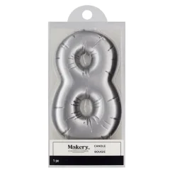 Silver Number Candle by Makery™