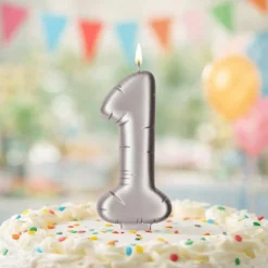 Silver Number Candle by Makery™