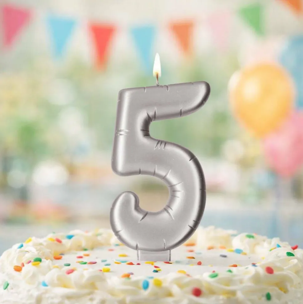 Silver Number Candle by Makery™
