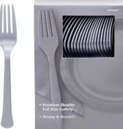 Silver Plastic Forks - 50 Forks/Pack