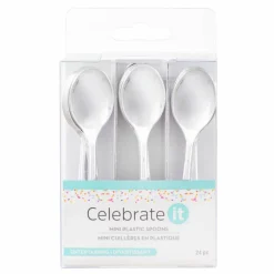 Silver Plastic Mini Spoons by Celebrate It™, 24ct.