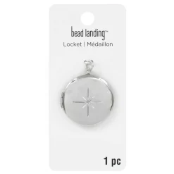 Silver Starburst Circle Locket by Bead Landing™